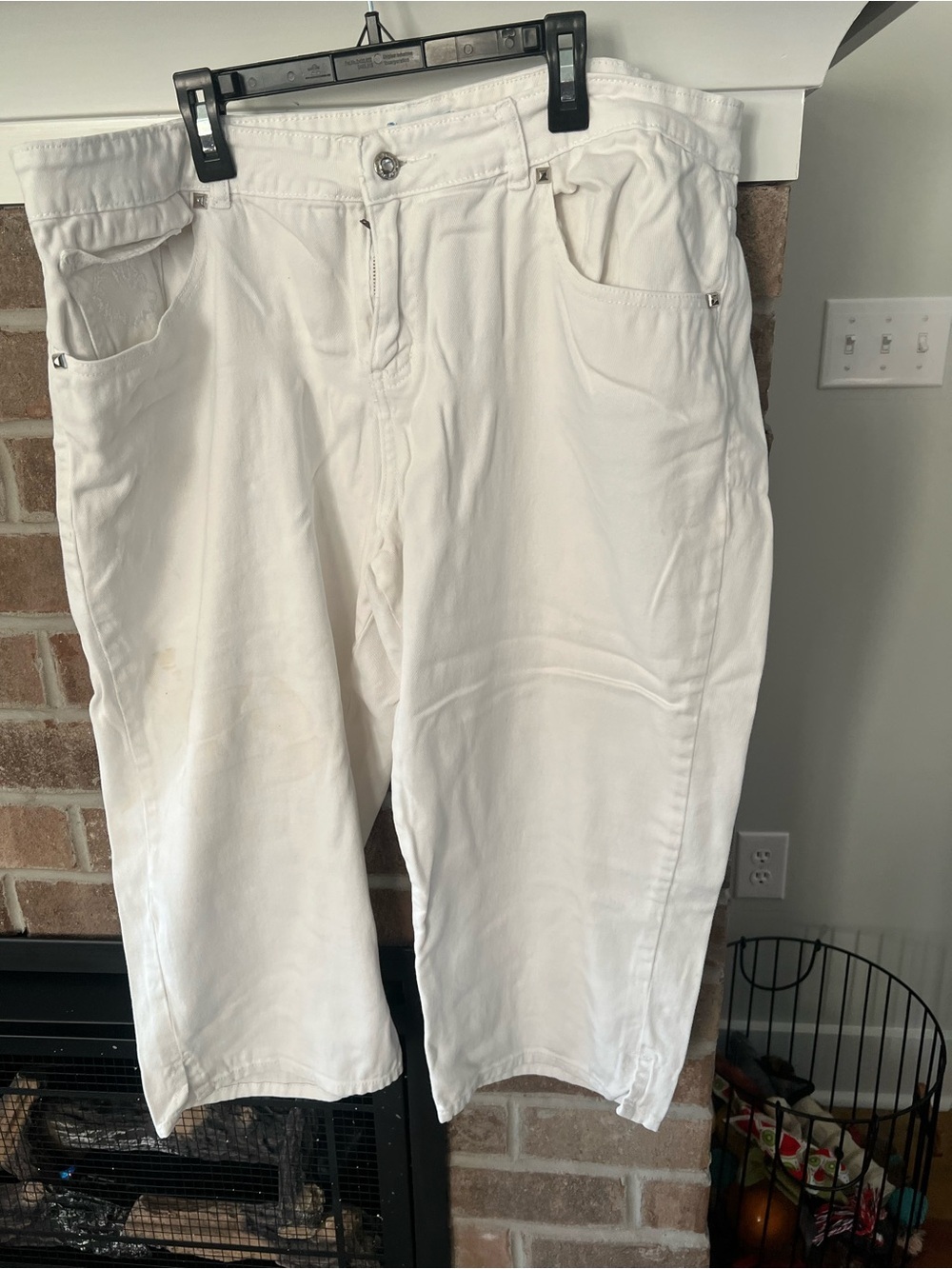 K Jordan White High-Rise Denim Crop Pants